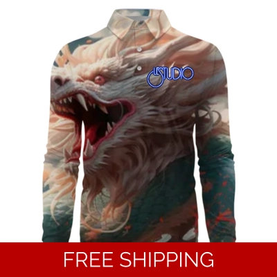 Le Studio Chinese Dragon 2 Custom 3D Long-Sleeved Polo Shirt